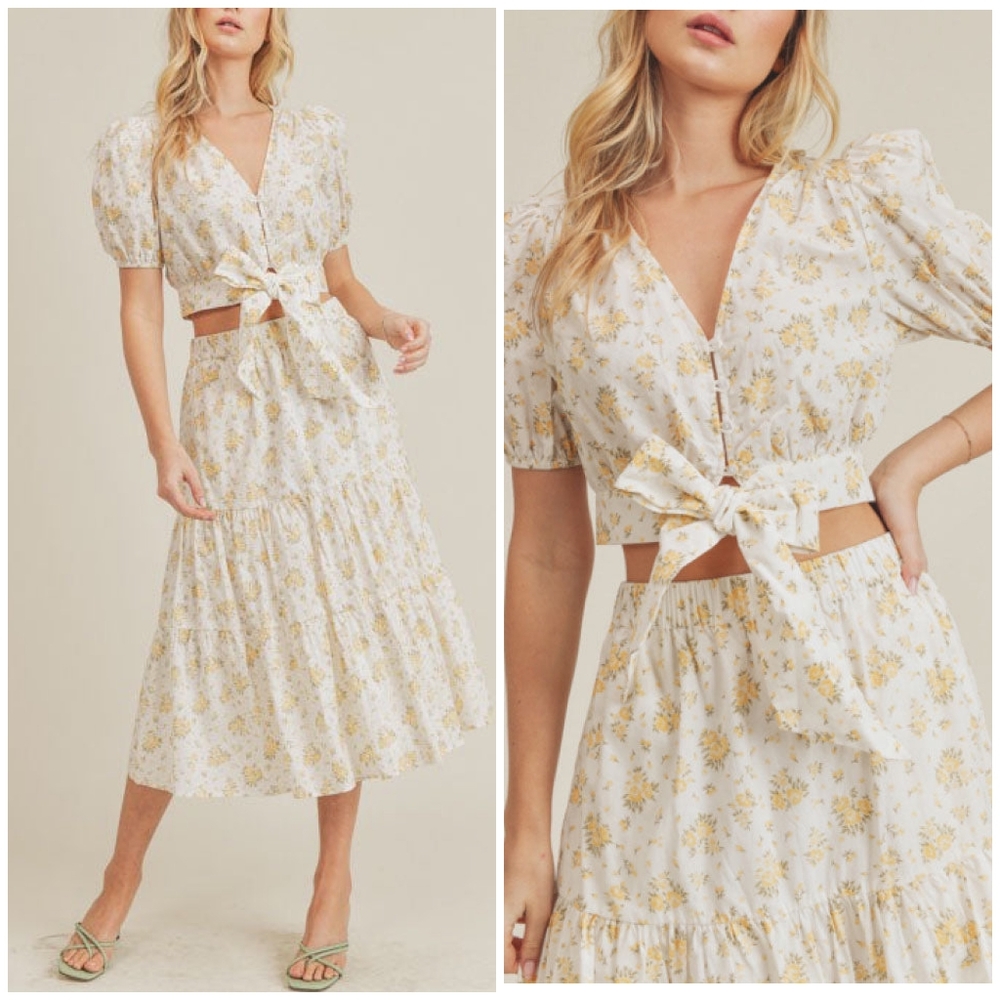 LAST 1❗️LUSH Ivory Floral 2-Piece Midi Skirt Set - Picture 11 of 11